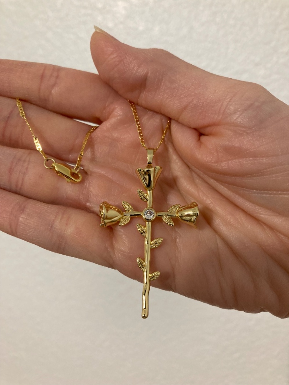 Child of Wild Rosa Sacra Necklace Gold cross rose flower pendant necklace gold - Picture 2 of 16